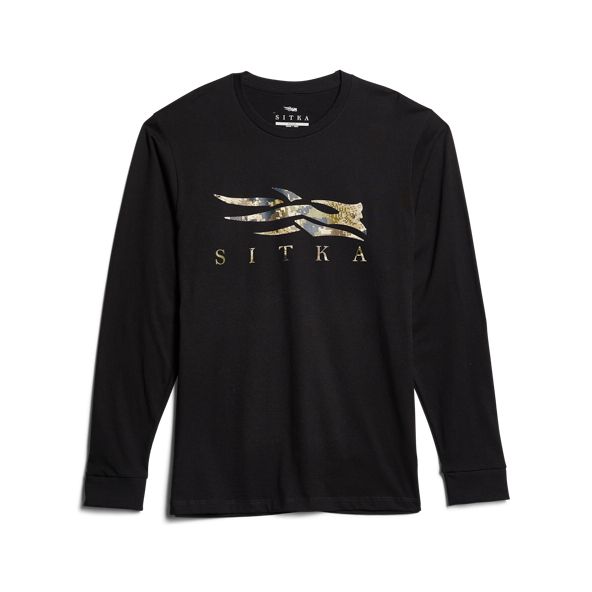 T Shirts Sitka Optifade Icon Long Sleeve Męskie Czarne | 65978UYKW