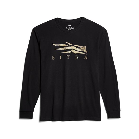 T Shirts Sitka Optifade Icon Long Sleeve Męskie Czarne | 01236EXSC