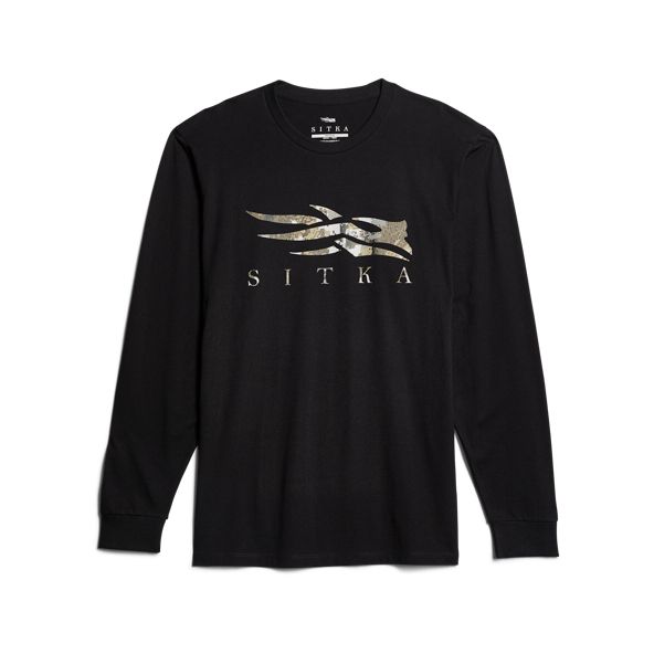 T Shirts Sitka Optifade Icon Long Sleeve Męskie Czarne | 25601MZCH