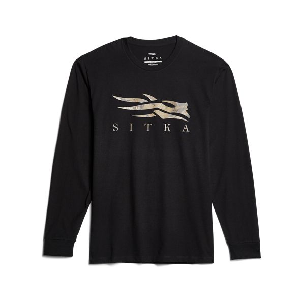 T Shirts Sitka Optifade Icon Long Sleeve Męskie Czarne | 50183XNIG